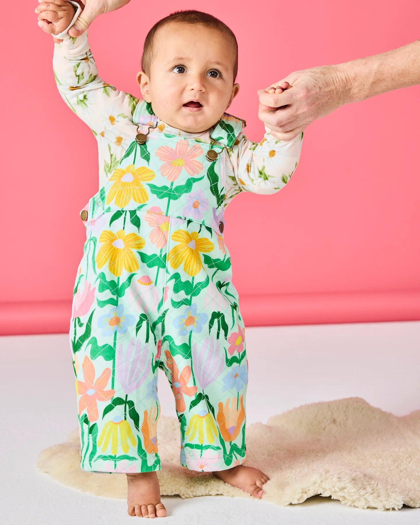 Popping Flowers Fleece Overalls