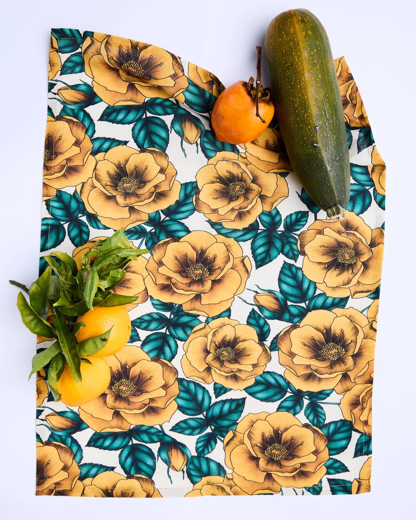 Golden Peony tea Towel