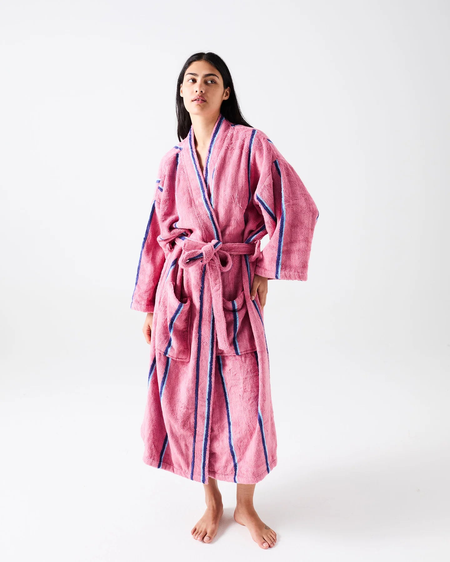 Blushing Stripe Terry Bath Robe