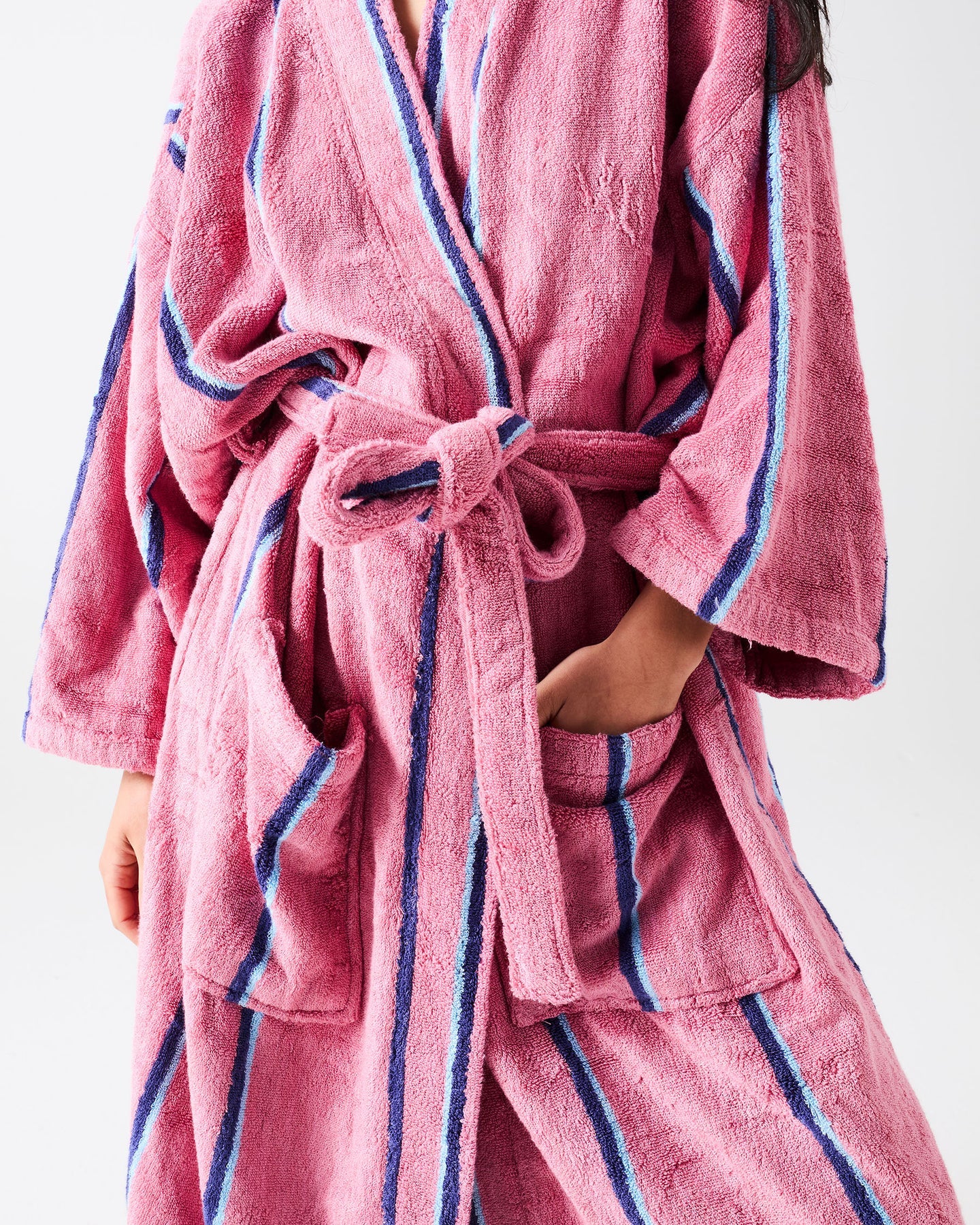 Blushing Stripe Terry Bath Robe