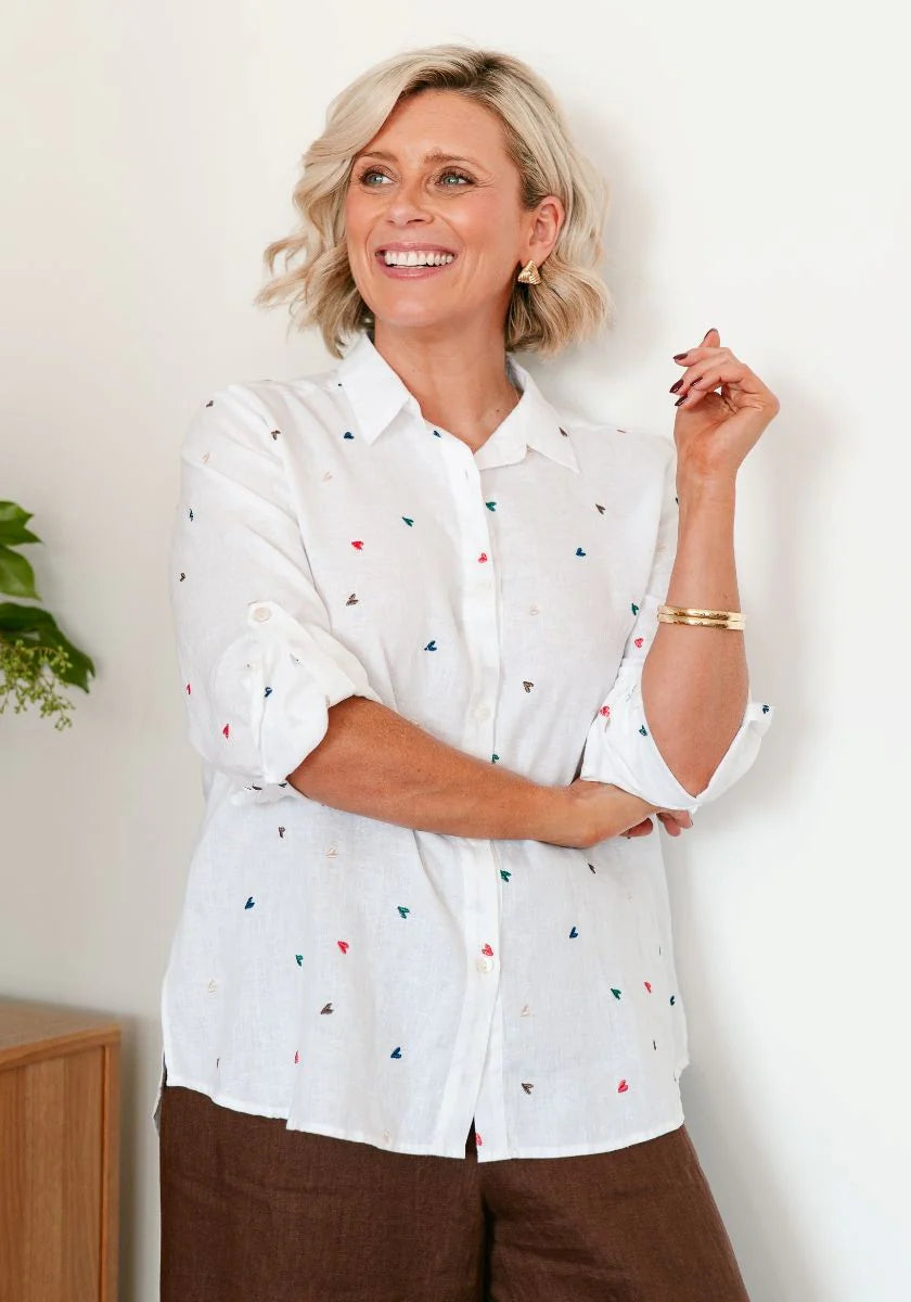 Heart Embroidered Shirt